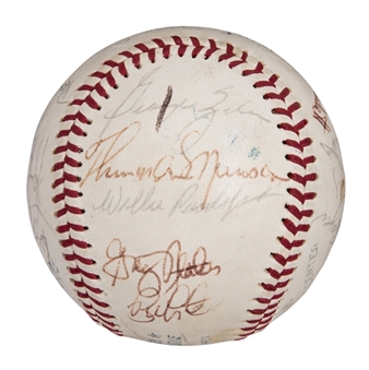 1977 World Series Champions New York Yankees Team-Signed OAL Mac Phail Baseball with 26 Signatures Including Munson & Guidry (JSA)
